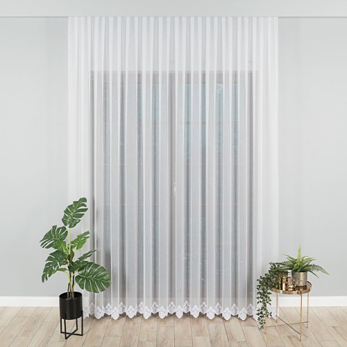 Przejdź do produktu KUPON 240x280 cm Firanka biała haftowana ze wzorem 123592