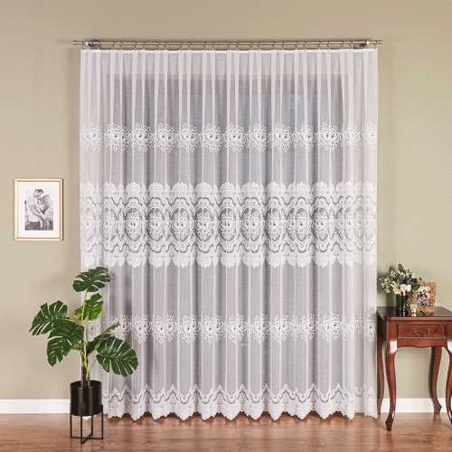 Przejdź do produktu KUPON 120x250 cm Firana żakardowa ze wzorem pasowym 361370