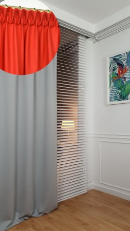 Zasłona gotowa na taśmie - szara.