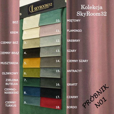 Zasłony welurowe aranżacje wzornik tkanin.