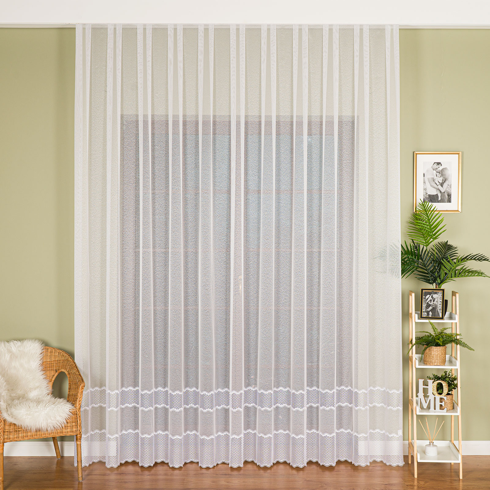 Firanka z aplikacją, dwupasowa, wysokość 290cm, kolor 010 offwhite APL004/433/010/000290/1